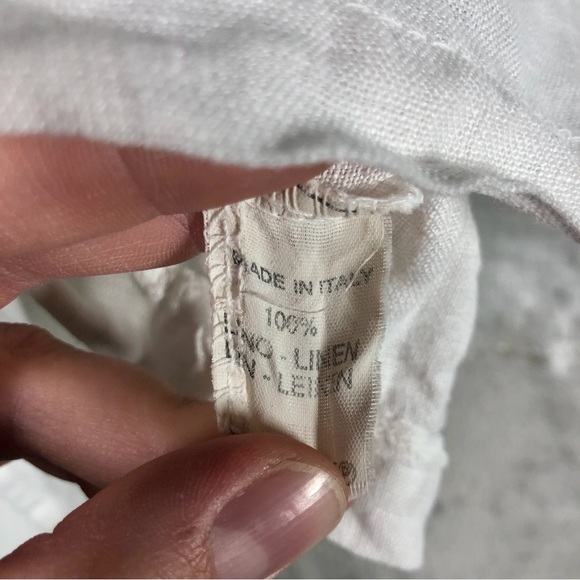Cropped Button Down Boxy Top Women’s M/L White Linen Coastal Casual Minimalist - Picture 5 of 7